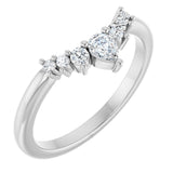 Platinum Pear Natural Diamond Accented Contour Band – 4x3mm