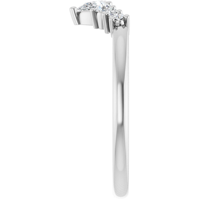14K Gold Pear Lab-Grown Diamond Accented Contour Band – 4x3mm - White Gold - view 3