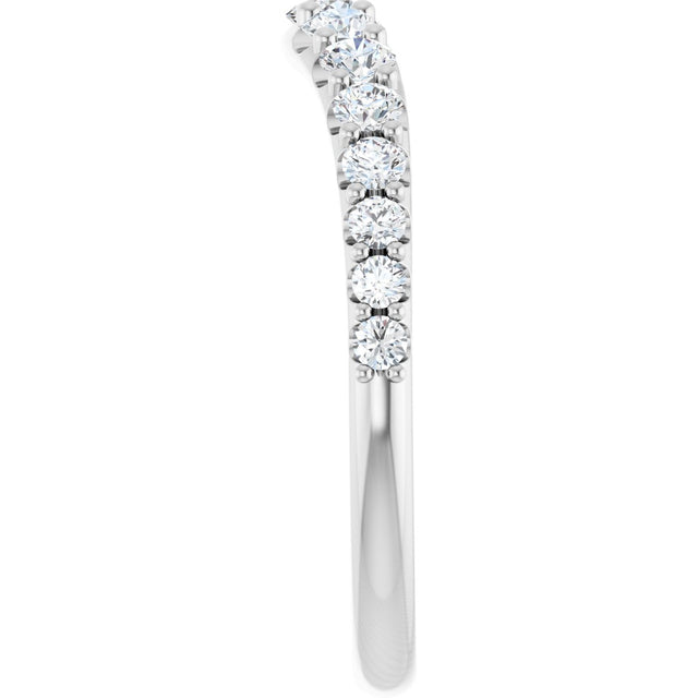 14K Gold Round Natural Diamond Graduated Accent Contour Band - White Gold - view 4