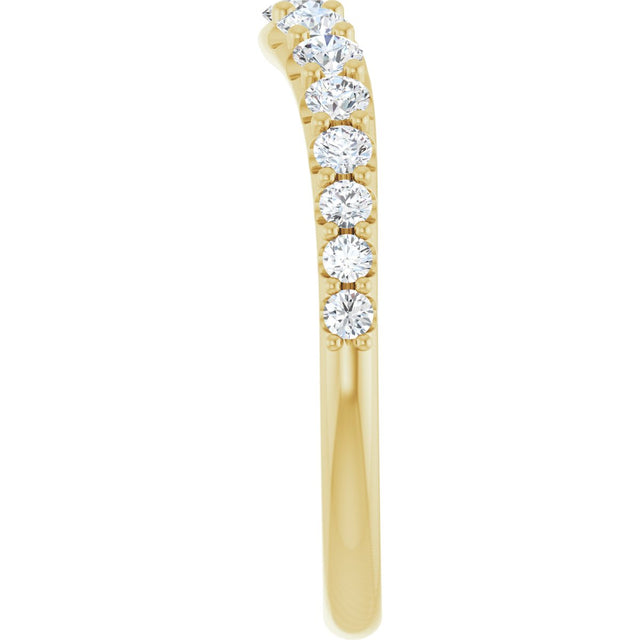 14K Gold Round Natural Diamond Graduated Accent Contour Band - Yellow Gold - view 4