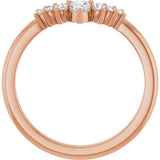 14K Gold Pear Natural Diamond Accented Contour Band – 4x3mm - Rose Gold - view 2