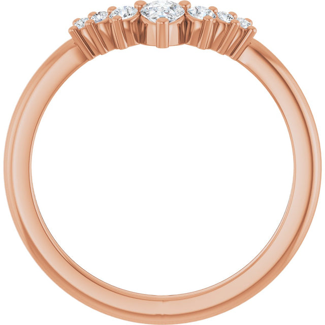 14K Gold Pear Natural Diamond Accented Contour Band – 4x3mm - Rose Gold - view 2