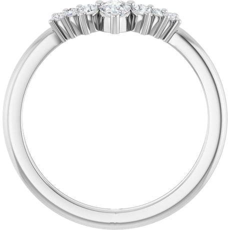 Platinum Pear Natural Diamond Accented Contour Band – 4x3mm - view 2