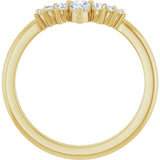 14K Gold Pear Lab-Grown Diamond Accented Contour Band – 4x3mm - Yellow Gold - view 2