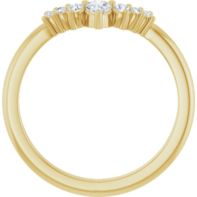 14K Gold Pear Lab-Grown Diamond Accented Contour Band – 4x3mm - Yellow Gold - view 2