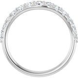 Platinum Round Natural Diamond Graduated Accent Contour Band - view 2