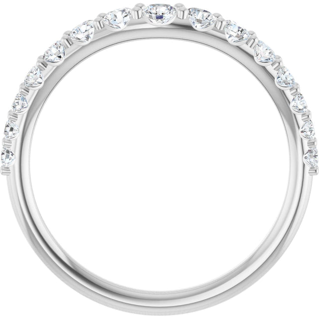 Platinum Round Natural Diamond Graduated Accent Contour Band - view 2