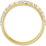 14K Gold Round Natural Diamond Graduated Accent Contour Band - Yellow Gold - view 2