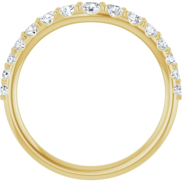 14K Gold Round Natural Diamond Graduated Accent Contour Band - Yellow Gold - view 2