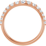 14K Gold Round Natural Diamond Graduated Accent Contour Band - Rose Gold - view 2