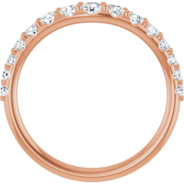 14K Gold Round Natural Diamond Graduated Accent Contour Band - Rose Gold - view 2