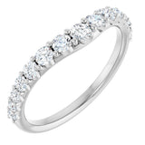 Platinum Round Natural Diamond Graduated Accent Contour Band