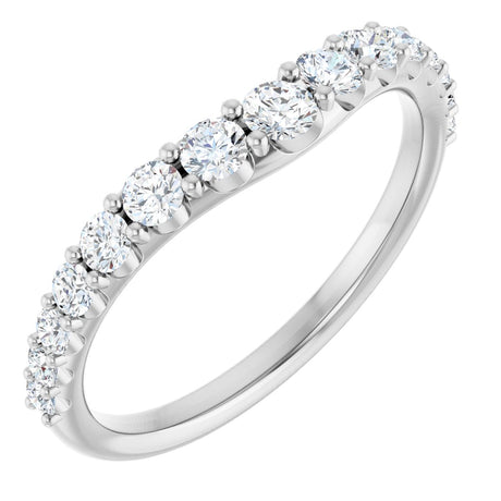 Platinum Round Natural Diamond Graduated Accent Contour Band