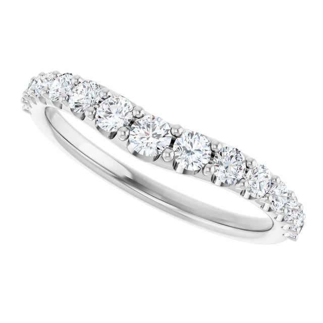 Platinum Round Natural Diamond Graduated Accent Contour Band - view 5