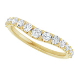 14K Gold Round Natural Diamond Graduated Accent Contour Band - Yellow Gold - view 5