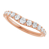 14K Gold Round Natural Diamond Graduated Accent Contour Band - Rose Gold - view 5