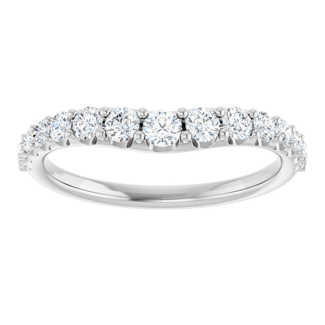 Platinum Round Natural Diamond Graduated Accent Contour Band - view 3