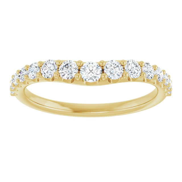 14K Gold Round Natural Diamond Graduated Accent Contour Band - Yellow Gold - view 3