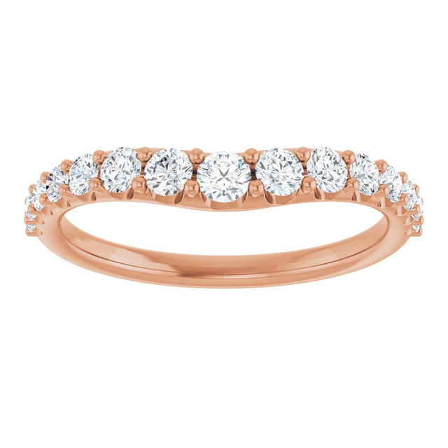 14K Gold Round Natural Diamond Graduated Accent Contour Band - Rose Gold - view 3