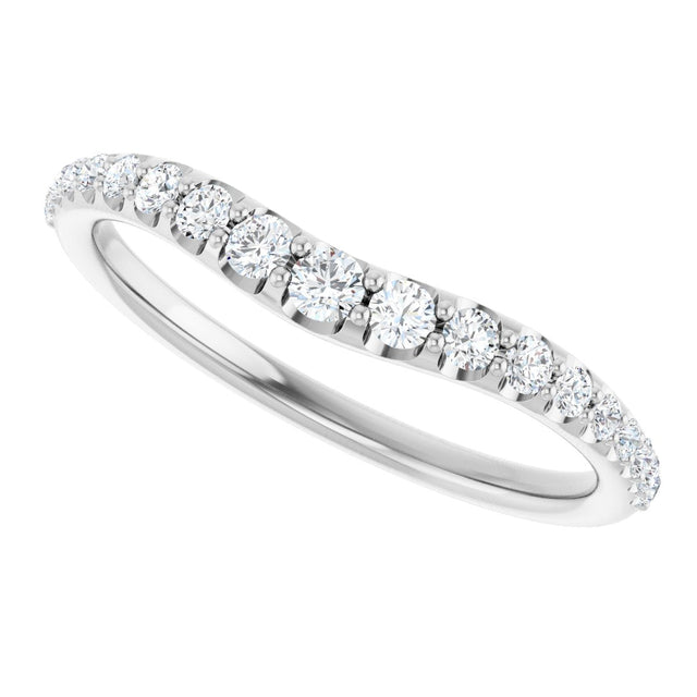 Platinum Round Lab-Grown Diamond Graduated Accent Contour Band - view 5
