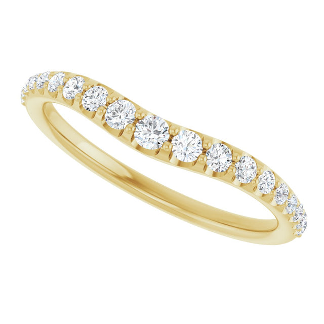 14K Gold Round Lab-Grown Diamond Graduated Accent Contour Band - Yellow Gold - view 5