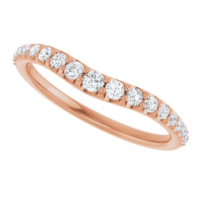 14K Gold Round Lab-Grown Diamond Graduated Accent Contour Band - Rose Gold - view 5