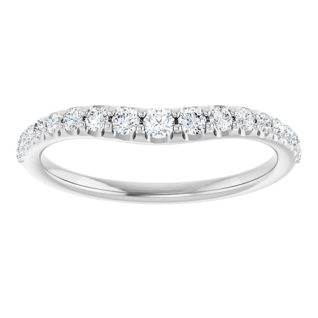 14K Gold Round Lab-Grown Diamond Graduated Accent Contour Band - White Gold - view 3