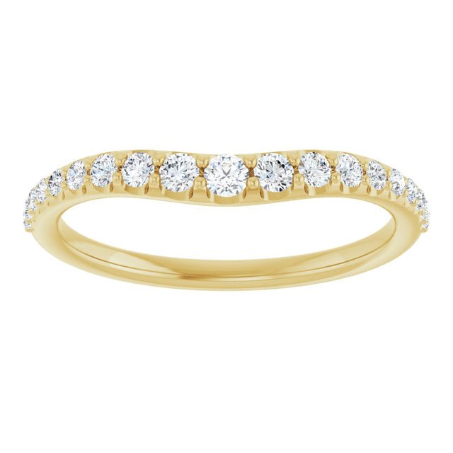 14K Gold Round Lab-Grown Diamond Graduated Accent Contour Band - Yellow Gold - view 3
