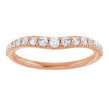 14K Gold Round Natural Diamond Graduated Accent Contour Band - Rose Gold - view 3