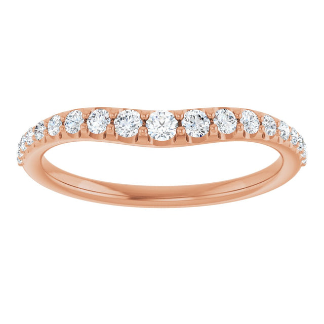 14K Gold Round Lab-Grown Diamond Graduated Accent Contour Band - Rose Gold - view 3