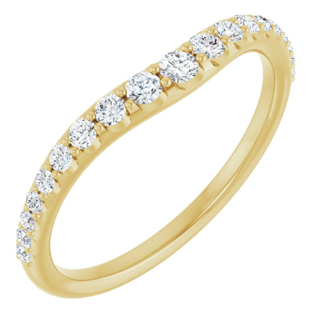 14K Gold Round Lab-Grown Diamond Graduated Accent Contour Band - Yellow Gold