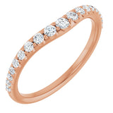 14K Gold Round Lab-Grown Diamond Graduated Accent Contour Band - Rose Gold