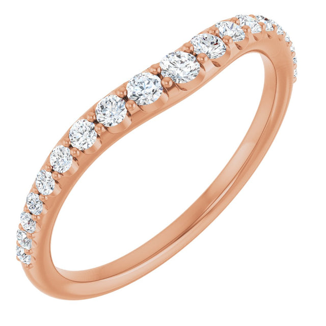 14K Gold Round Lab-Grown Diamond Graduated Accent Contour Band - Rose Gold