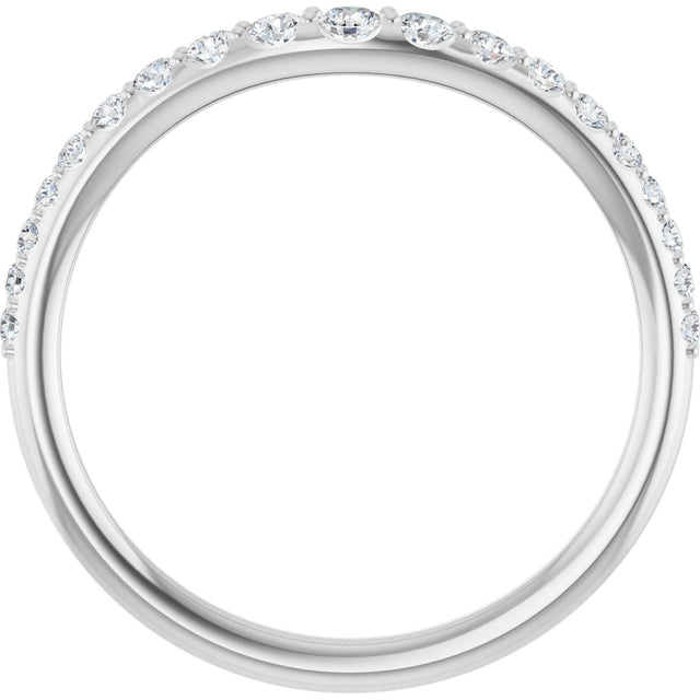 14K Gold Round Lab-Grown Diamond Graduated Accent Contour Band - White Gold - view 2