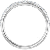 14K Gold Round Natural Diamond Graduated Accent Contour Band - White Gold - view 2