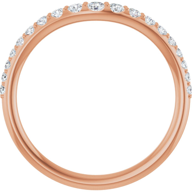 14K Gold Round Natural Diamond Graduated Accent Contour Band - Rose Gold - view 2