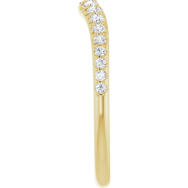 14K Gold Round Lab-Grown Diamond Graduated Accent Contour Band - Yellow Gold - view 4