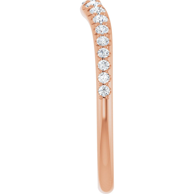 14K Gold Round Lab-Grown Diamond Graduated Accent Contour Band - Rose Gold - view 4