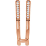 14K Gold Round Natural Diamond Milgrain Edge Sculptural Cathedral-Style Ring Guard - Rose Gold - view 4
