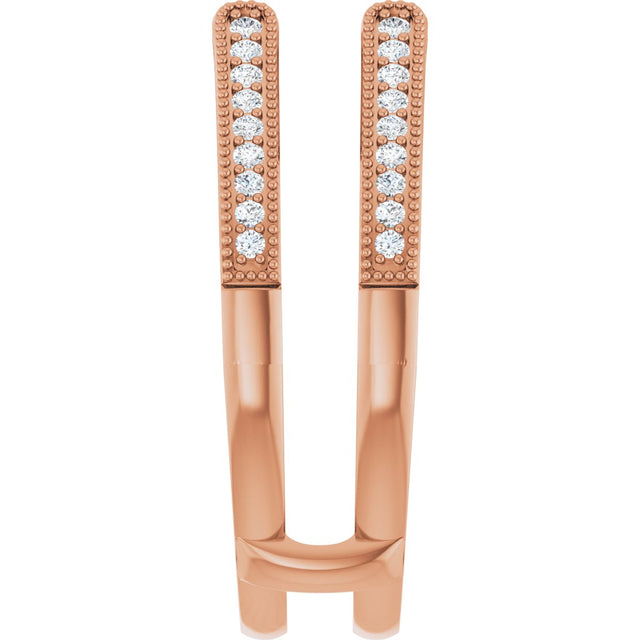14K Gold Round Natural Diamond Milgrain Edge Sculptural Cathedral-Style Ring Guard - Rose Gold - view 4