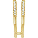 14K Gold Round Natural Diamond Milgrain Edge Sculptural Cathedral-Style Ring Guard - Yellow Gold - view 4