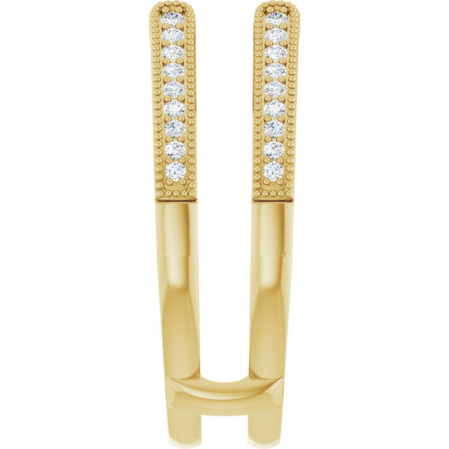 14K Gold Round Natural Diamond Milgrain Edge Sculptural Cathedral-Style Ring Guard - Yellow Gold - view 4