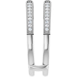 14K Gold Round Natural Diamond Milgrain Edge Sculptural Cathedral-Style Ring Guard - White Gold - view 4