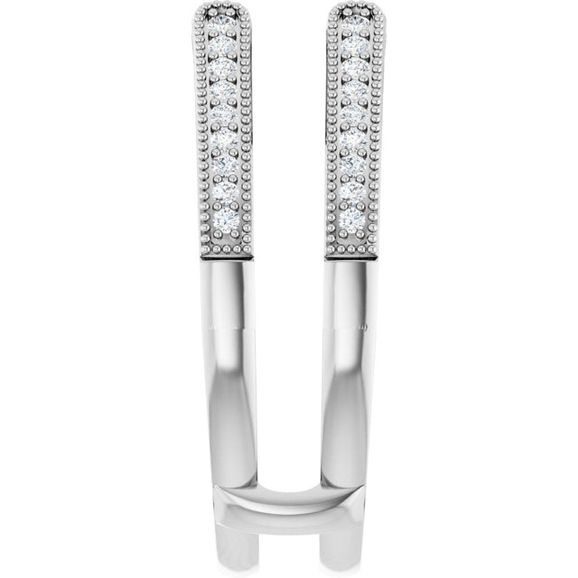 14K Gold Round Natural Diamond Milgrain Edge Sculptural Cathedral-Style Ring Guard - White Gold - view 4