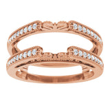14K Gold Round Natural Diamond Milgrain Edge Sculptural Cathedral-Style Ring Guard - Rose Gold - view 3