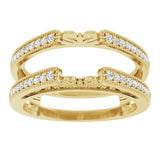 14K Gold Round Natural Diamond Milgrain Edge Sculptural Cathedral-Style Ring Guard - Yellow Gold - view 3