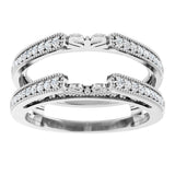 14K Gold Round Natural Diamond Milgrain Edge Sculptural Cathedral-Style Ring Guard - White Gold - view 3