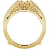 14K Gold Round Natural Diamond Milgrain Edge Sculptural Cathedral-Style Ring Guard - Yellow Gold - view 2