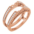 14K Gold Round Natural Diamond Milgrain Edge Sculptural Cathedral-Style Ring Guard - Rose Gold