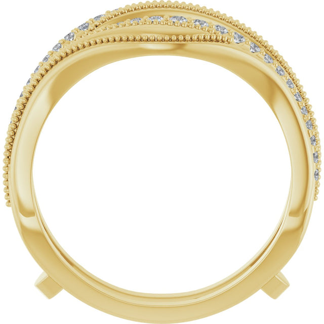 14K Gold Round Natural Diamond Ring Guard IV - Yellow Gold - view 2